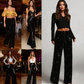 💖LAST DAY SALE 50% OFF💃Women's Sequin Sparkle Wide Leg Pants with Elastic Waistband