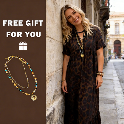 💞New arrival 60% OFF for a Limited Time!!👗WOMEN'S V-NECK LEOPARD PRINT MAXI DRESS! 💎