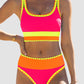 🏖️Vacation Sale 49% OFF💃Color Contrast Patchwork Nylon Sporty 3 Piece Bikini Sets