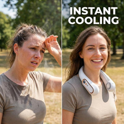 🏆LAST DAY SALE ONLY 11.99!!❄️Aerify™ 360° Airflow Neck Fan – Long-Lasting Battery 🔋, Hands-Free 🙌, Personal Cooler for Travel ✈️, Office 💼 & Summer Outdoors ☀️🌬️🇬🇧