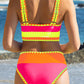 🏖️Vacation Sale 49% OFF💃Color Contrast Patchwork Nylon Sporty 3 Piece Bikini Sets