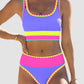 🏖️Vacation Sale 49% OFF💃Color Contrast Patchwork Nylon Sporty 3 Piece Bikini Sets