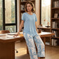 🥳50% OFF!🔥Casual Round Neck Layered Tunic Top and Wide Leg Pants Set