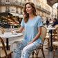 🥳50% OFF!🔥Casual Round Neck Layered Tunic Top and Wide Leg Pants Set