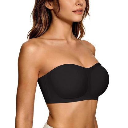 ✨️✨️Womens Strapless Bras Push Up Bandeau Bra Non Slip Wireless Supportive Padded Bras Seamless Comfortable Tube Jelly Bra