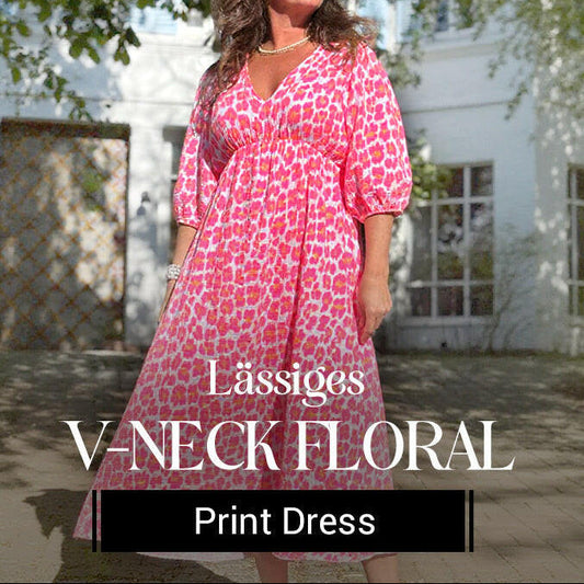 🏖️Last Day Promotion-60% OFF 🎀Women's V-Neck Printed Dress