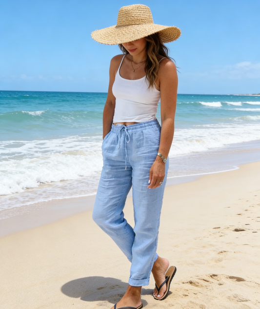 🌸LAST DAY SPECIAL PRICE: ￡11.99!!🌸Women's  Elastic Waist Cotton Linen Casual Pants