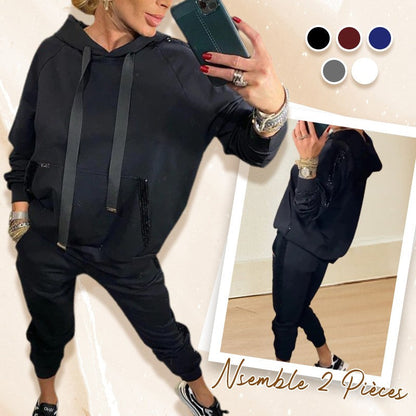 🔥2025 Hot Sale🔥Women's 2 Piece Set Drawstring Hooded Tops & Pants