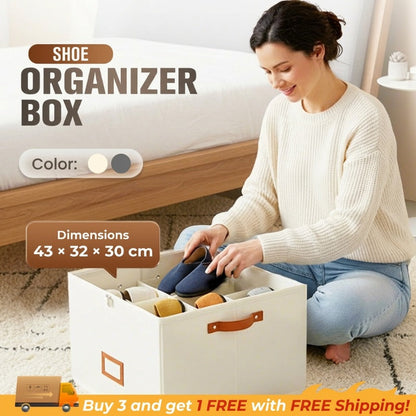 ⏰ LIMITED TIME 60% OFF! Now £10.99 🧺 Fabric Shoe Organiser Storage Box | Foldable Large‑Capacity, Dust‑Proof & Breathable For Wardrobe & Bedroom