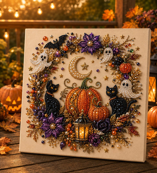 🔥LAST DAY SALE ONLY ￡9.99!!  👻✨ Halloween Pearl Art DIY Kit – Turn Tiny Pearls into Spooky-Cute Magic