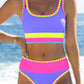 🏖️Vacation Sale 49% OFF💃Color Contrast Patchwork Nylon Sporty 3 Piece Bikini Sets