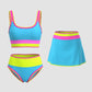 🏖️Vacation Sale 49% OFF💃Color Contrast Patchwork Nylon Sporty 3 Piece Bikini Sets