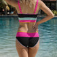 🏖️Vacation Sale 49% OFF💃Color Contrast Patchwork Nylon Sporty 3 Piece Bikini Sets