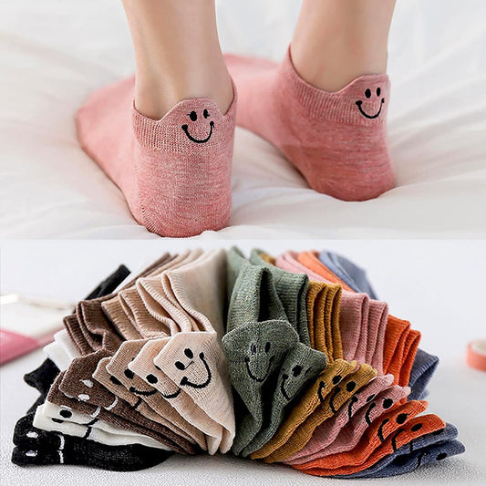 🔥 LAST DAY PROMOTION: ONLY ￡8.99!!⏰🔥10 Pairs Four Seasons Cartoon Embroidered Smiling Face Socks