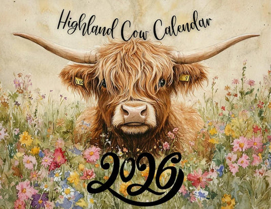 🔥Buy 2 Get 1 Free🐮Highland Cow Calendar 2026 – Rustic Farmhouse Wall Art & Monthly Planner📅