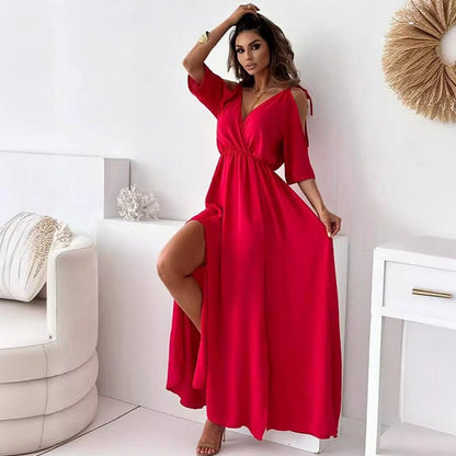 💖Limited Sale 49% OFF💖Women’s Elegant Sexy V Neck Side Slit Dress