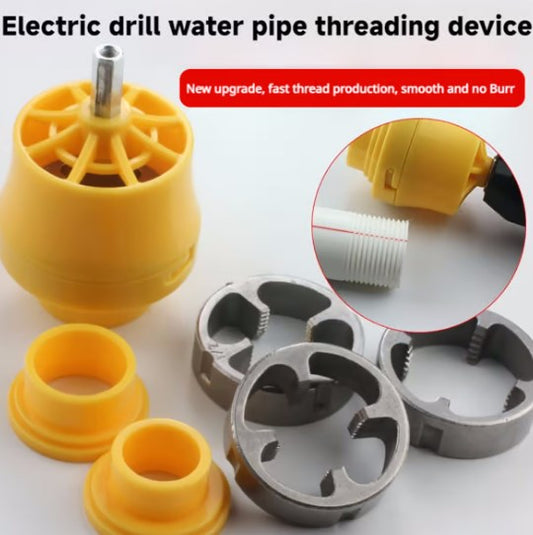 ✨Last Day Promotion 49% OFF 🛠️Electric Drill Compatible PVC Pipe Threader Kit with Various Die Sizes