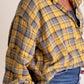 🏆Women's Mineral Washed Button Down Plaid Shirt