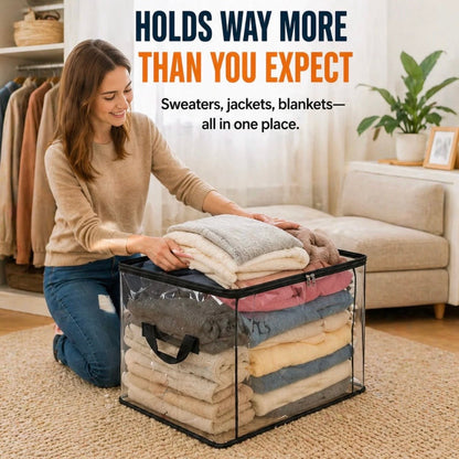 ✨️LAST DAY BUY 2 GET 1 FREE!!💕HomeVault™🇬🇧 Transparent Storage Bag – Large, Dust & Moisture-Proof with Handle✨Ultimate All-in-One Organizer for Clothes, Toys, Books, Stuffed Animals & Absolutely Everything! 🧸📚👕🧦