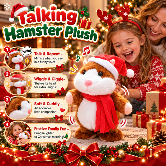 🎄✨Christmas Promotion✨🎁 | Only £7.99! Perfect Christmas Gift 🎀❄️Talking Hamster Plush – repeats whatever you say, auto head-shaking, hilarious fun for kids & adults