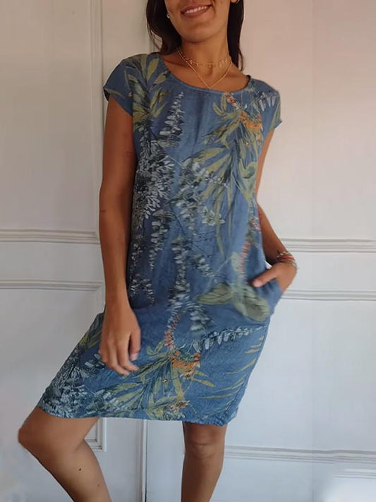 🍀🌷LAST DAY SALE 49% OFF🍀🌷Women's Cotton & Linen Loose Printed Dress (BUY 3 GET EXTRA 10% OFF, CODE:COZY)