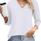 🌸Spring Specials💐Women's 3/4 Sleeve V Neck Solid Color Top