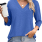 🌸Spring Specials💐Women's 3/4 Sleeve V Neck Solid Color Top