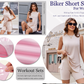 🟣Summer Hot Sale 49% OFF🧊Sleeveless Crewneck Women's 2 Piece Sets Summer Matching Lounge Shorts Set Resort Airport Travel Outfit Split Hem Casual Clothes