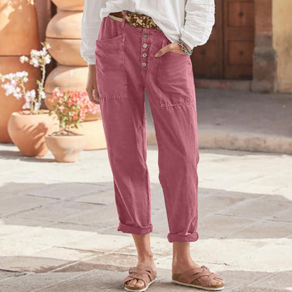 Linen Simple Button Fly Trousers【BUY 2 GET FREE SHIPPING】