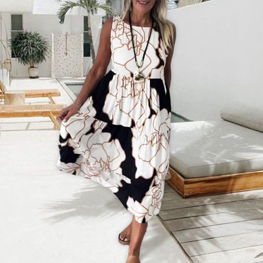 💕Hot Sale 49% OFF🌷Women's Summer Floral Print Sleeveless Long Dress