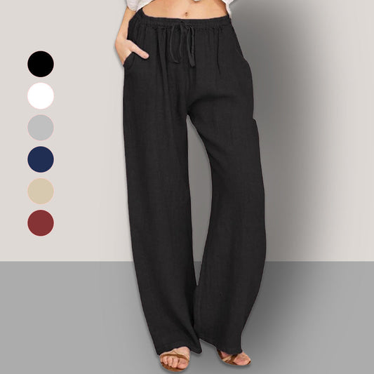 Women's Summer Cotton Linen Wide Leg Pants