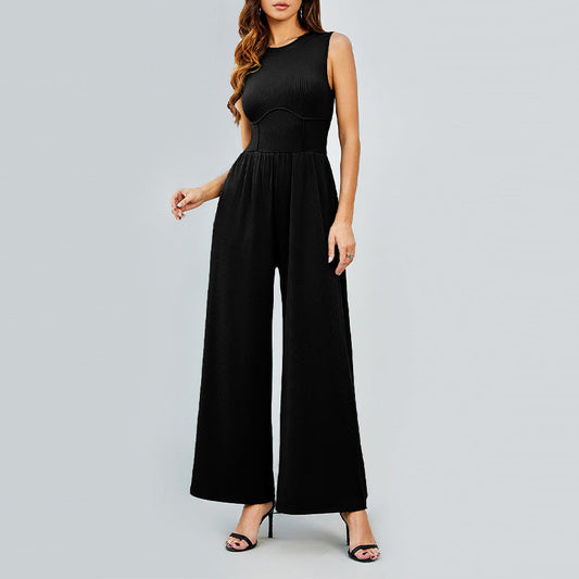 🔥Last Day Promotion 49% OFF 🔥Women’s Solid Sleeveless Wide Leg Jumpsuit