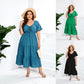 Women's Drawstring Pocket Ruffle Tiered Dress