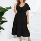Women's Drawstring Pocket Ruffle Tiered Dress