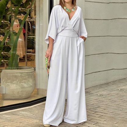 💞SUMMER BIG SALE 49% OFF💞Women's Elegant V-Neck Wide Leg Jumpsuit💫