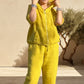 Casual Hooded Cotton and Linen Two-Piece Suit