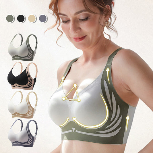 🎉2025 New Products Hot Sale✨Color-Blocked Non-Marking Gathered Push-Up Bra