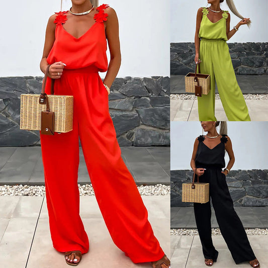 🔥49% Off New Products Hot Sale🔥Women's Sleeveless Wide Leg Jumpsuit