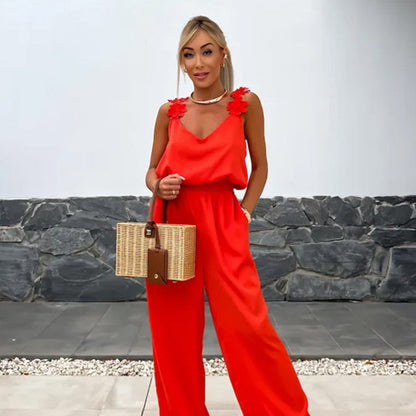 🔥49% Off New Products Hot Sale🔥Women's Sleeveless Wide Leg Jumpsuit