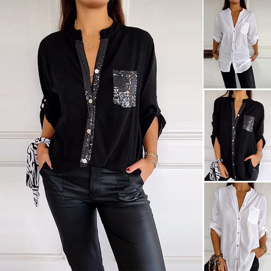 🔥HOT SALE 49% OFF🔥 Casual patchwork top with sequins