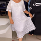 Solid Color Short Sleeve Lace Dress