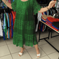 Solid Color Short Sleeve Lace Dress