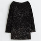 🔥🖤Black Friday Sale:49% OFF🔥Dance All Night Sequin Back Tie Up Bow Loose Mini Cutee Dress🎀