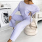 🌷Last Day Promotion 49% Off✨Women's Solid Color Drop Shoulder Pullover and Loose Pants Set