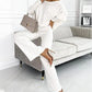 🌷Last Day Promotion 49% Off✨Women's Solid Color Drop Shoulder Pullover and Loose Pants Set