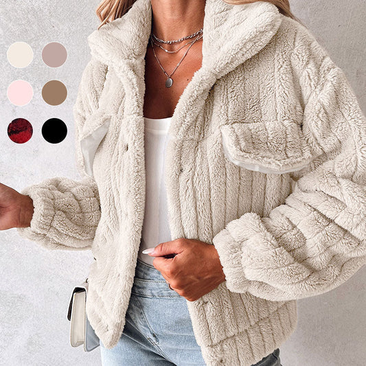 🎁Last Day 49% Off🔥Turn-down Collar Buttoned Teddy Jacket💥Buy 2 Free Shipping