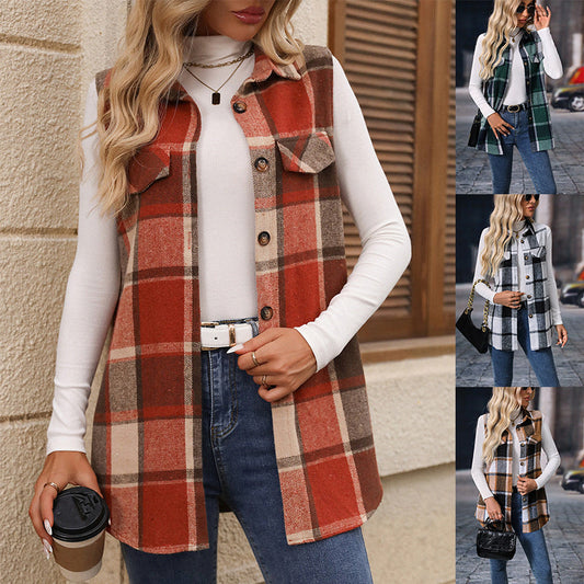 🔥Black Friday Discount-49% OFF🔥Women’s Button-Down Plaid Vest