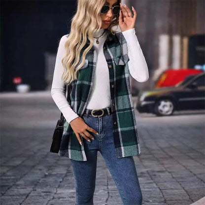 🔥Black Friday Discount-49% OFF🔥Women’s Button-Down Plaid Vest