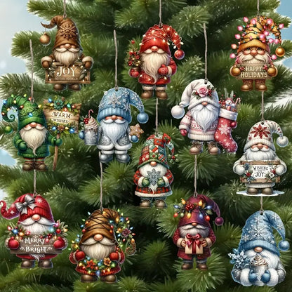 💥BLACK FRIDAY SALE 55% OFF💥Wooden Dwarf Christmas Tree Ornaments Set (12pcs)