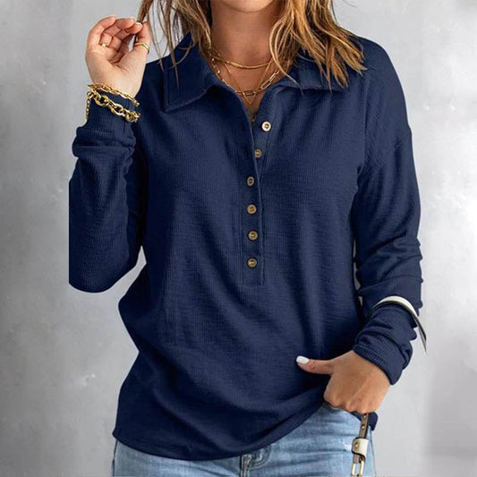 🏆2025 New Arrival🍂Women's Casual Comfortable Button V-Neck Lapel Bottom Shirt